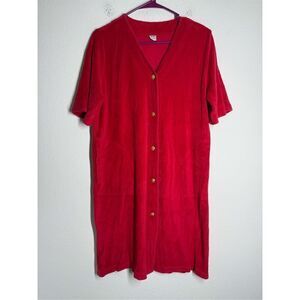 Vintage MissA Cotton Blend Button Down Beach Dress Red Size 38 EU/ 8 US